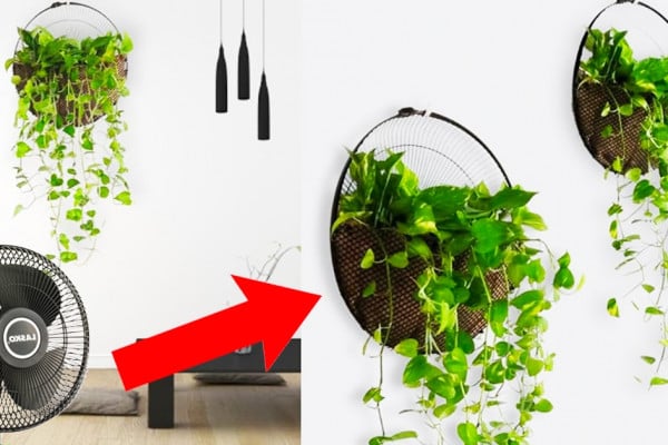 How To Make A Plant Hanging Basket From A Fan Grill | Upcycled Projects