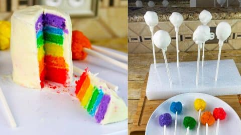 How To Make Tiny Rainbow Cake and Cake Pops | DIY Joy Projects and Crafts Ideas