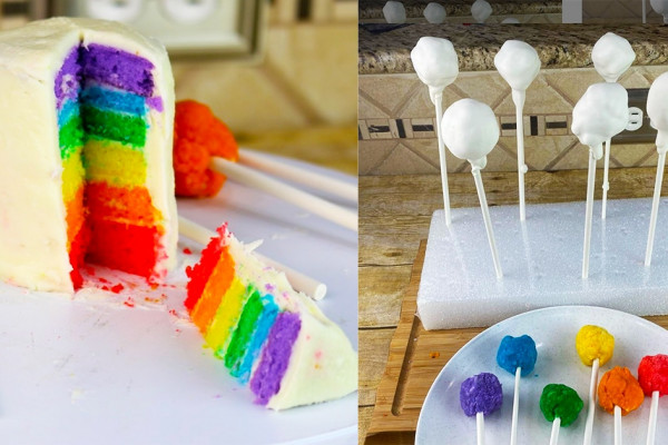 How To Make Tiny Rainbow Cake and Cake Pops | Homemade Recipes