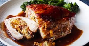 Peach-Stuffed Pork Chops Recipe