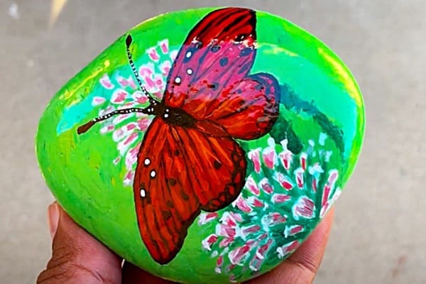 How To Paint A Butterfly Rock