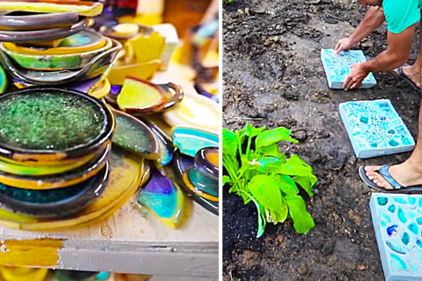 How To Make Mosaic Concrete Pavers With Broken Pottery