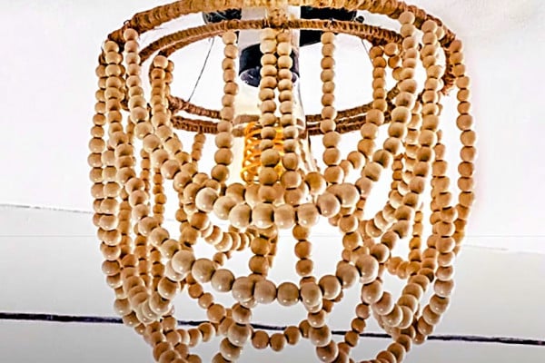 Hoe To Make A Dollar Tree Wood Bead Chandelier
