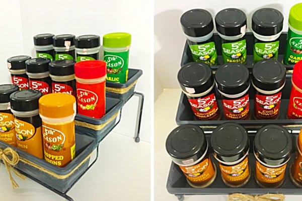 How To Make A DIY 3 Tiered Spice Rack - Dollar Tree Crafts - Easy Way To Store Spices