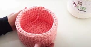 DIY Crochet Basket With T-Shirt Yarn