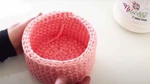 DIY Crochet Basket With T-Shirt Yarn | DIY Joy Projects and Crafts Ideas