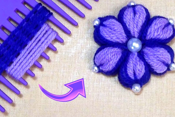 DIY Woolen Flower With Hair Comb | Embroidery Hacks