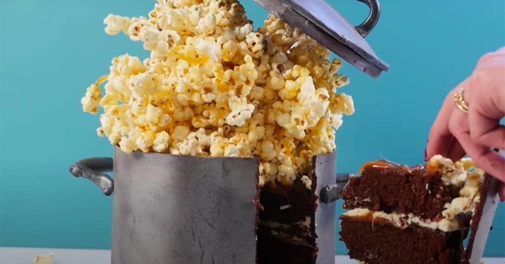 Gravity Defying Caramel Popcorn Cake | Cake Recipes