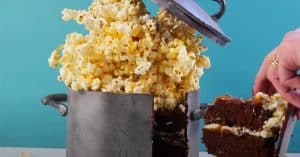 Gravity Defying Caramel Popcorn Cake