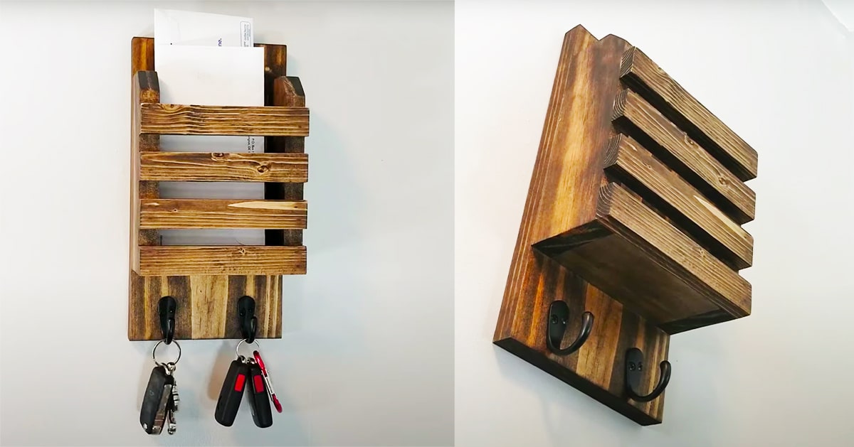 How To Make A Wall Hanging Mail And Key Holder - Wooden Wall Mounted Mail And Key Holder