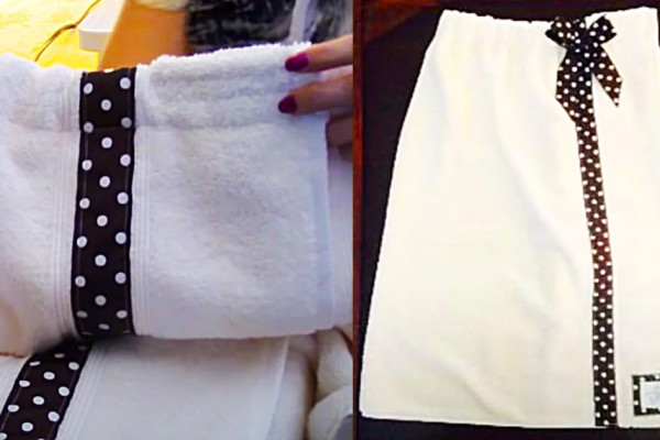 How To Make An After Shower Wrap From A Bath Towel- Use Elastic To Make A Towel Wrap