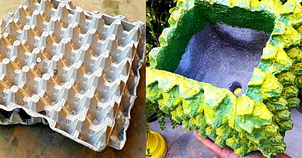 How To Make Cement Planters - Outdoor Decor - Egg Carton Cement Planters