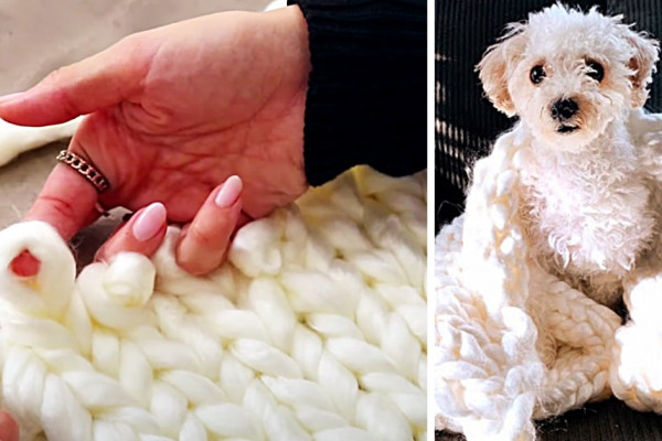 How To Make A Chunky Baby Blanket - Easy Finger Knitting Ideas - Homemade Baby Blanket