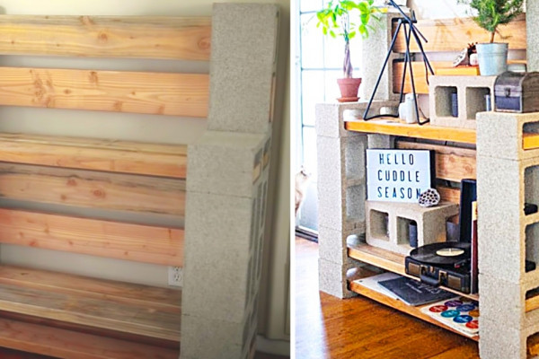 How To Make A Cinder Block Shelving Unit - Easy DIY Shelves - Make Furniture At Home