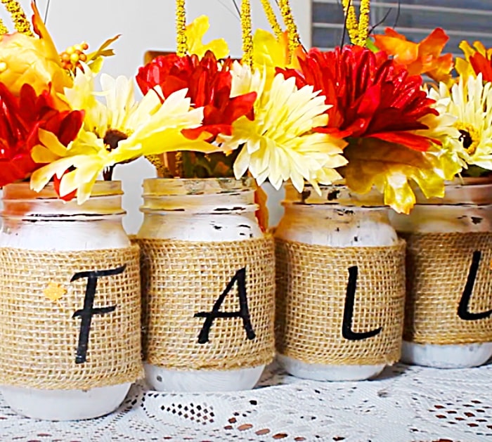 Use Fall Flowers To Make A Centerpiece - DIY Centerpiece Ideas - Burlap Ideas For Fall