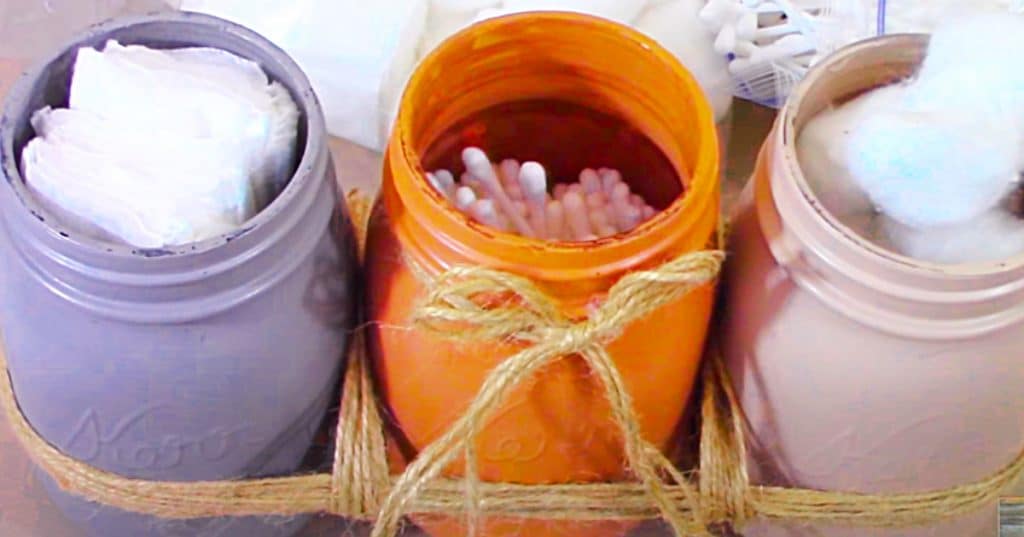 How To Make Mason Jar Bathroom Canisters - Store Cotton Buds - Farmhouse DIY