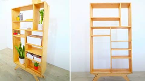 Easy DIY Mid-Century Bookcase With Free Plans | DIY Joy Projects and Crafts Ideas