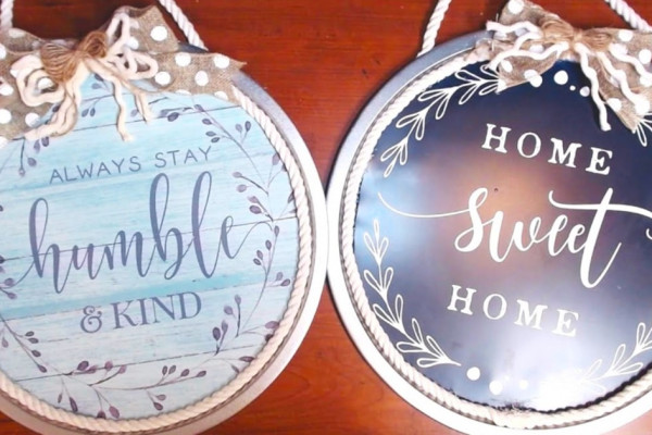 DIY Dollar Tree Pizza Pan Signs - DIY Wall Art - Dollar Tree Cheap And Easy Projects