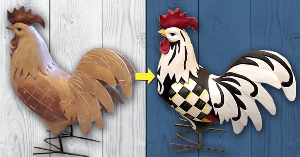 How To Paint A McKenzie Childs Inspired Rooster - Ornamental Animal Makeover - Rooster For A Country Kitchen