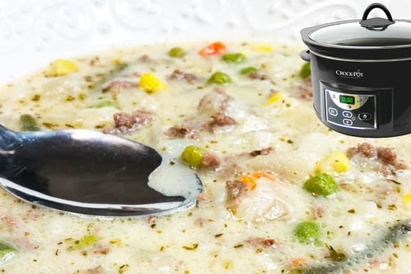 Crockpot Creamy Potato And Ground Beef Soup Recipe - Crockpot Recipes - Potato Recipes