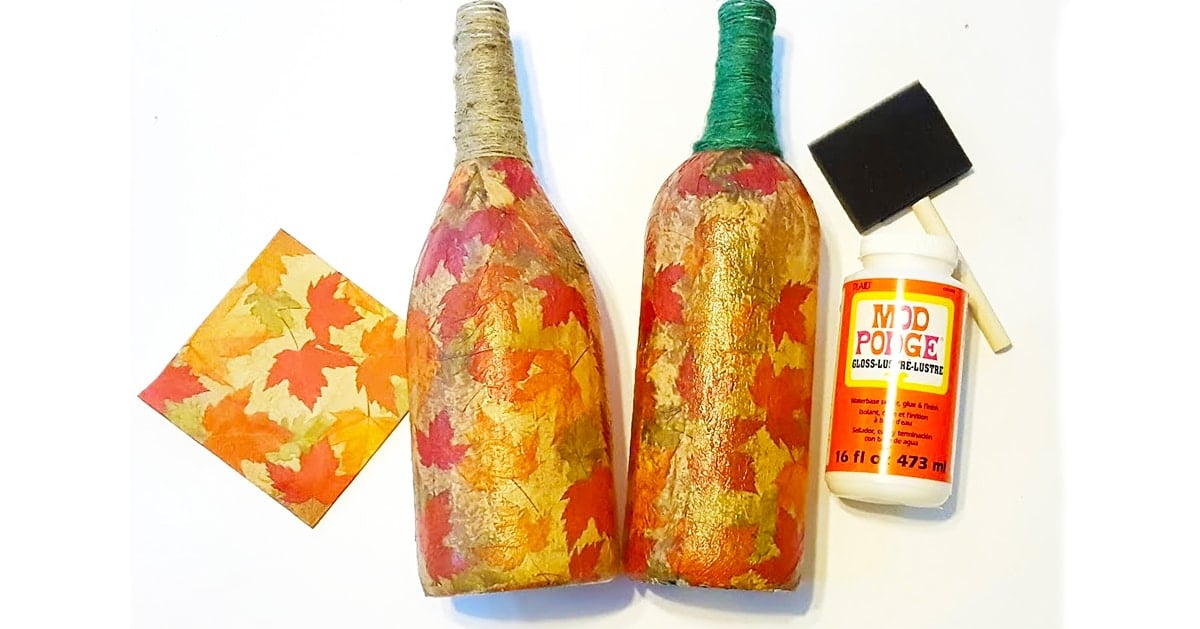 DIY Fall Leaves Wine Bottles | DIY Joy Projects and Crafts Ideas