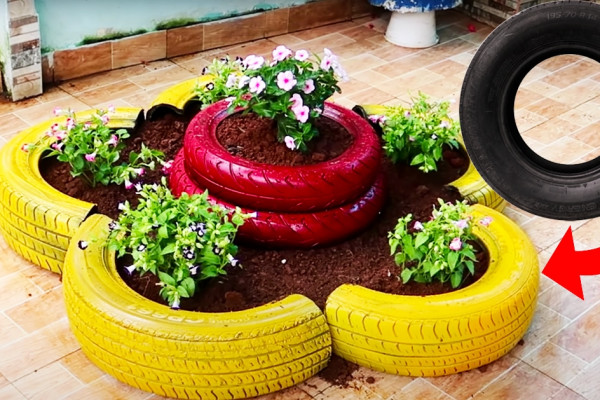 DIY Old Tires Into Flower Pots - Old Tire Crafts - DIY Old Tires