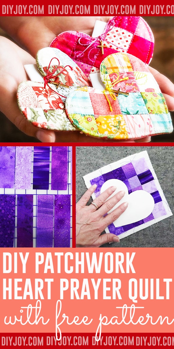 DIY Patchwork Heart Prayer Quilt With Free Pattern - Easy Quilting Ideas for Gifts - DIY Christmas Gifts for Friends - Simple Things to Sew for Christmas Presents