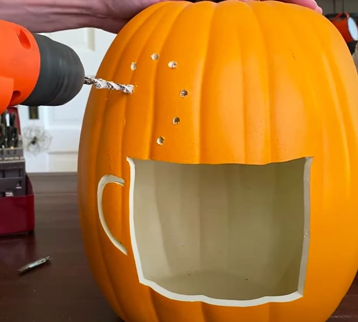DIY Fall Coffee Bar idea - Use Pumpkin To Store K-Cups - Pumpkin Decor