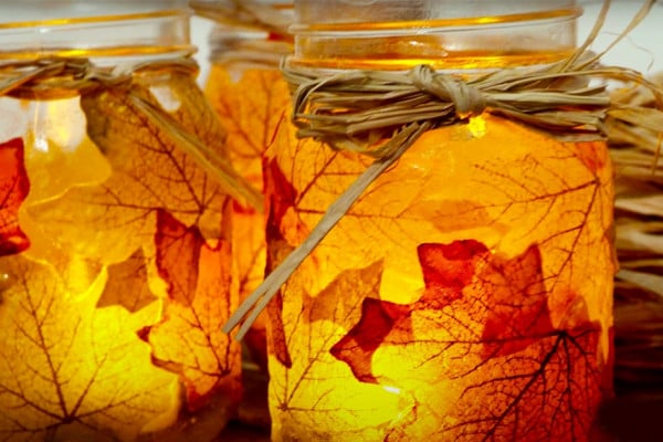 Fall Leaves Mason Jar Centerpieces - Mason Jar Crafts