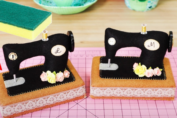 How To Sew A Sewing Machine Pin Cushion Using A Sponge - DIY Pin Cushion - DIY Sewing