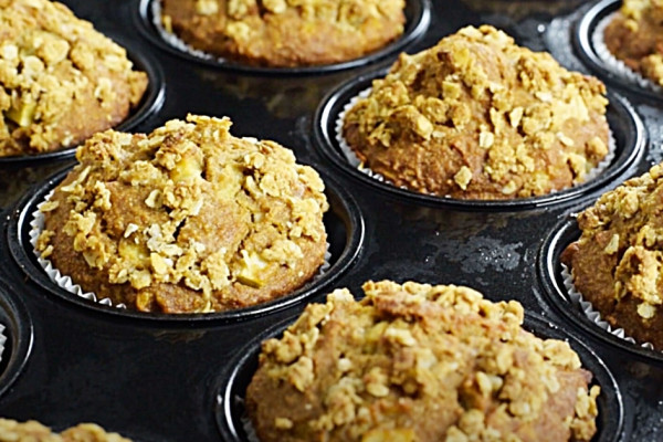 How To Make Healthy Apple Pie Muffins - Oat Flour Recipes - Apple Baking Ideas