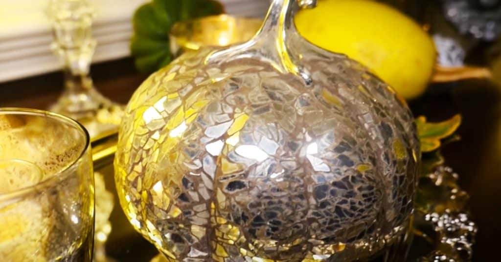 How To Make A DIY Mosaic Mirrored Pumpkin - Dollar Tree DIY - Fall Decor