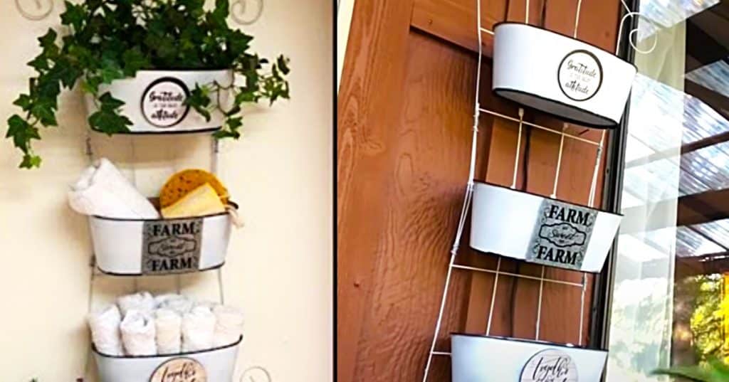 Dollar Tree Farmhouse Hanging Organizer - DIY Farmhouse Idea - Dollar Tree Farmhouse Decor