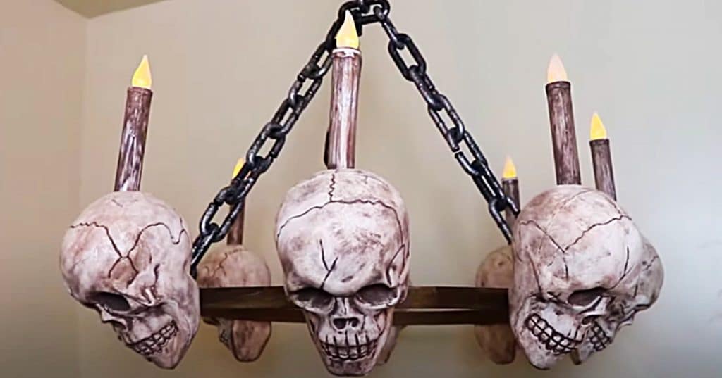 How To Make A Dollar Tree Skull Chandelier - Dollar Tree Halloween Decor - DIY Halloween Ideas