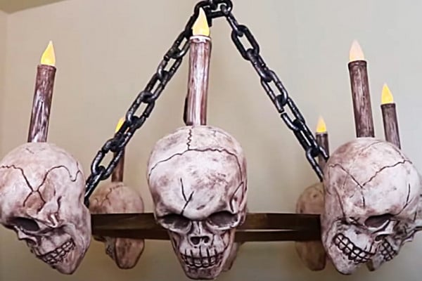 How To Make A Dollar Tree Skull Chandelier - Dollar Tree Halloween Decor - DIY Halloween Ideas