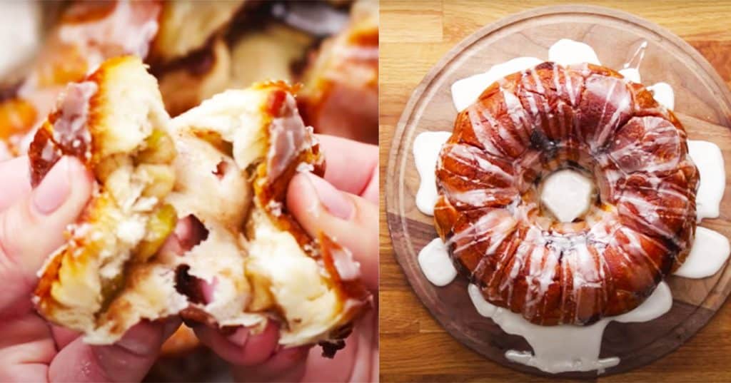 Apple Fritter Stuffed Pull Apart Bread Recipe - Apple Fritters Recipe - Bread Recipes