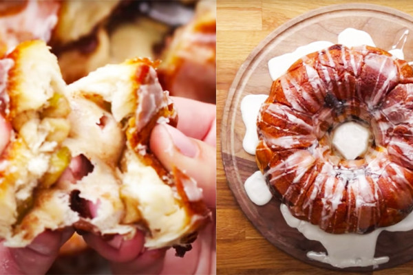 Apple Fritter Stuffed Pull Apart Bread Recipe - Apple Fritters Recipe - Bread Recipes