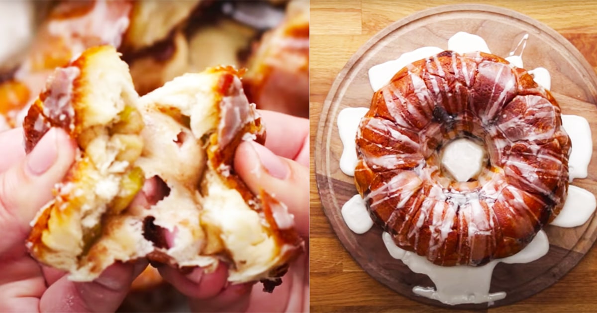 Apple Fritter Stuffed Pull Apart Bread Recipe | DIY Joy Projects and Crafts Ideas