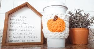 DIY Crochet Pumpkin Coffee Sleeve