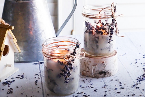 DIY Mason Jar Dried Flowers Candles - DIY Mason Jars Crafts - DIY Candles