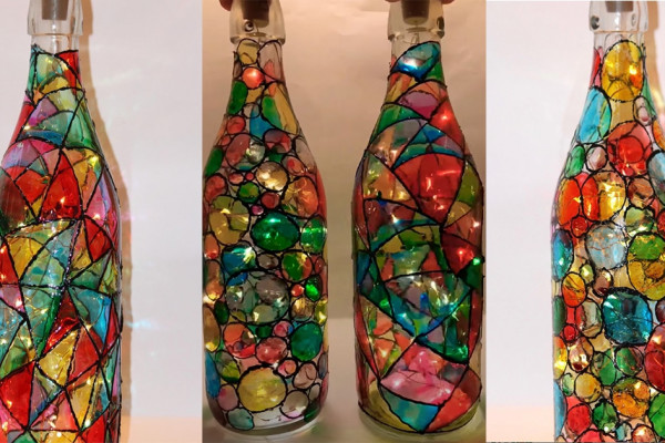 DIY Stained Bottle Art With Lights - DIY Wine Bottles - DIY Art Crafts