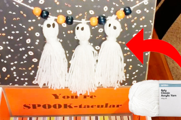 DIY Yarn Ghost Tassel Garland - DIY Halloween Decor - DIY Yarn Crafts