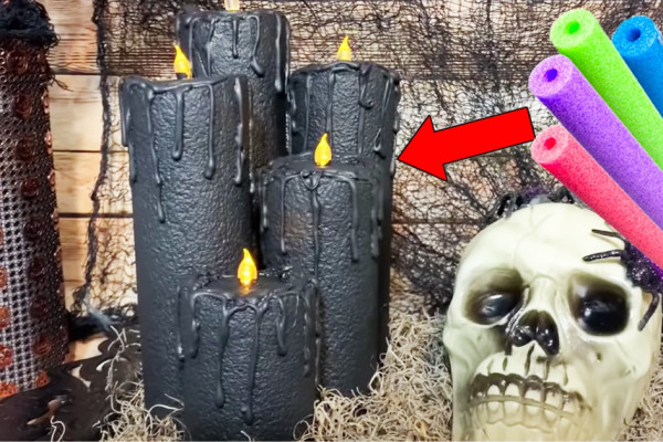 Dollar Tree DIY Halloween Pool Noodle Candles - DIY Halloween Decor - DIY Dollar Tree Crafts