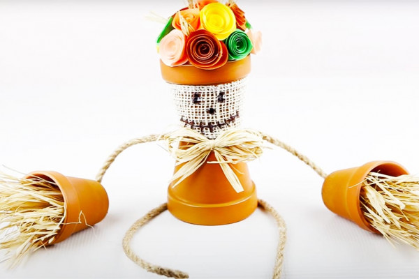 Dollar Tree DIY Scarecrow Flower Pot - DIY Dollar Tree Crafts - DIY Fall Decor