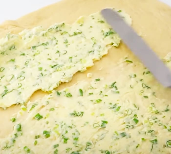 Spread Garlic Butter Onto Dough - Garlic Butter Bread