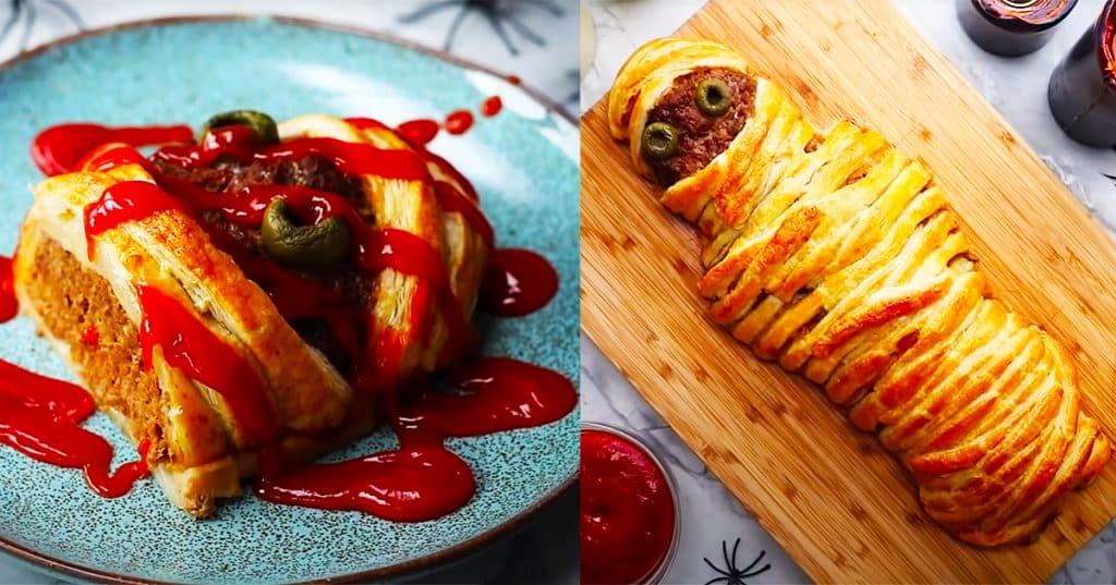 Halloween Mummy Meatloaf Recipe - Meatloaf Recipes - Puff Pastry Recipes