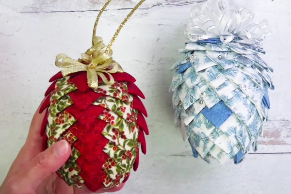 How To Make A No-Sew Quilted Pinecone Ornament - No-Sew Projects