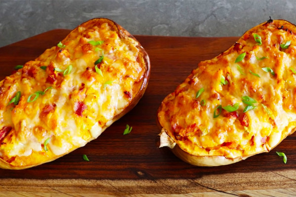 Loaded Butternut Squash Cordon Bleu Recipe - Butternut Squash Recipes - Cheesy Recipes