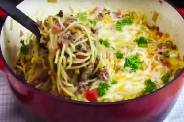 One-Pot Taco Spaghetti Recipe - Taco Recipes - Spaghetti Recipes