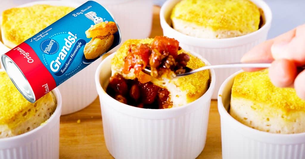 Turn Canned Biscuits Into Mini Chili Pot Pies - Canned Biscuits Recipe - Mini Chili Pot Pies